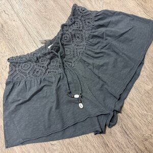 Aerie Flirty Crochet Shorts - Dark Grey - Size Small - NWT